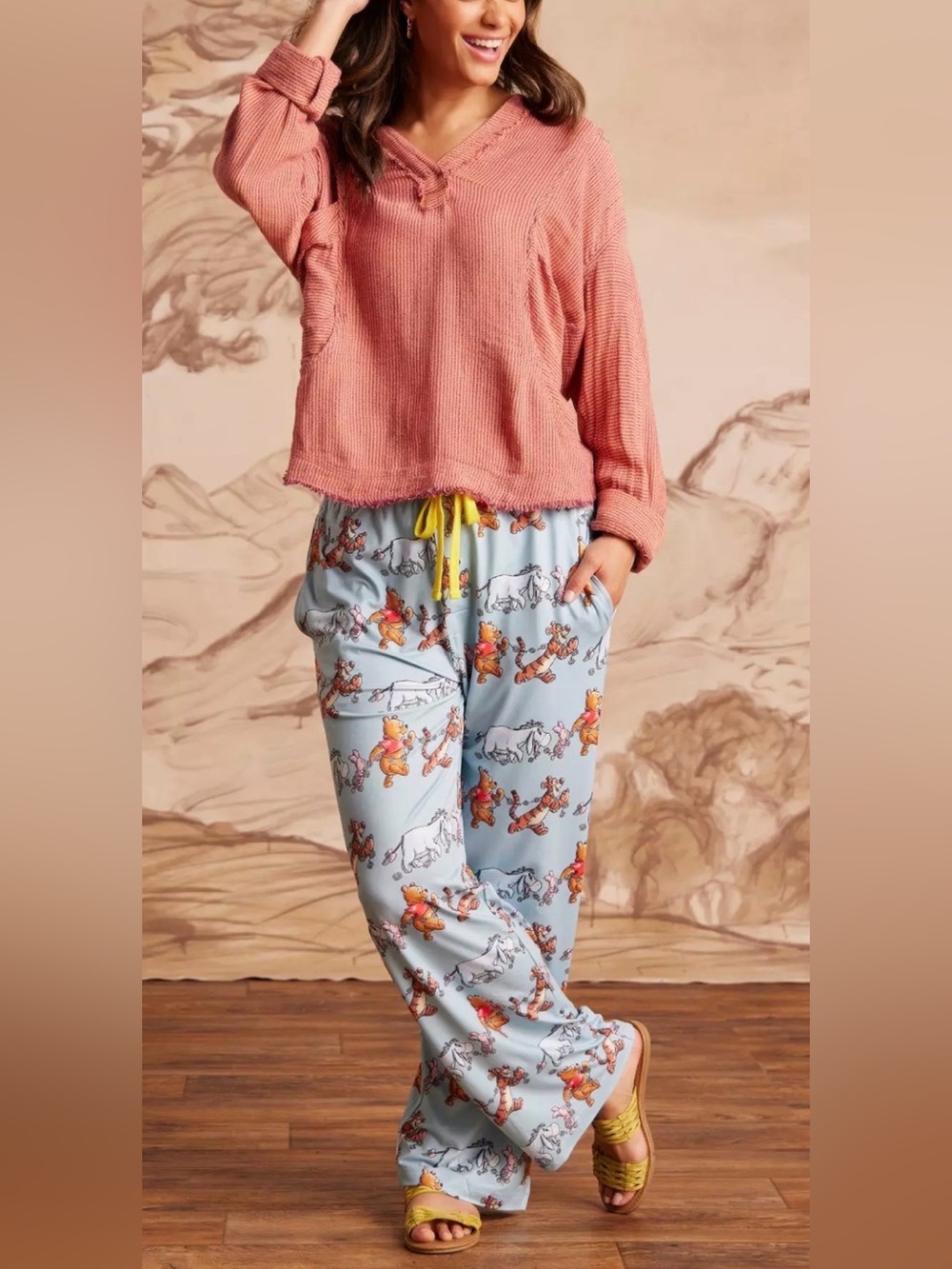 Disney Winnie the Pooh and Friends Marching Allover Print Sleep Pants - Size XS